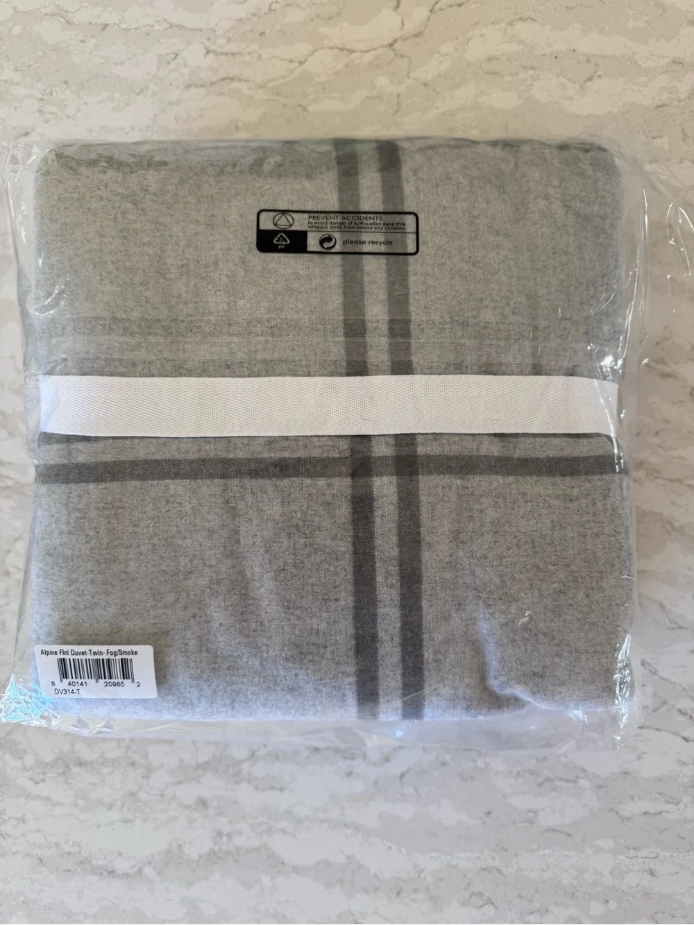 Serena & Lily Fog/Smoke Alpine Flannel Duvet Cover - grey stripe